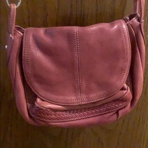Hobo crossbody bag - raspberry leather